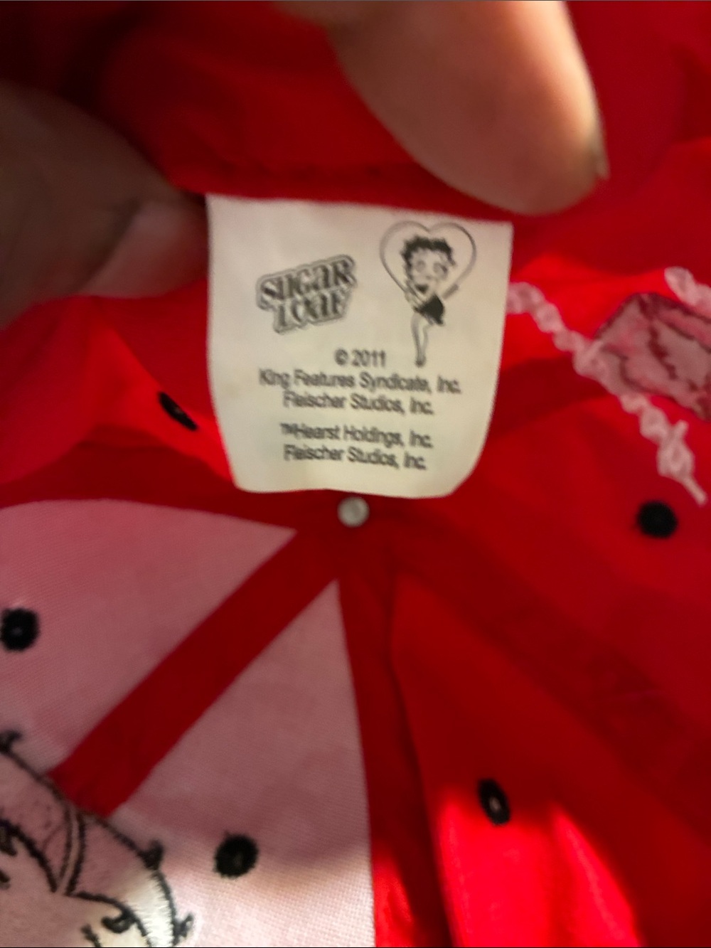Sugar Loaf Betty Boop Red&Black Signature Cap w/Embroidered Kiss, Vintage-style - Picture 6 of 7
